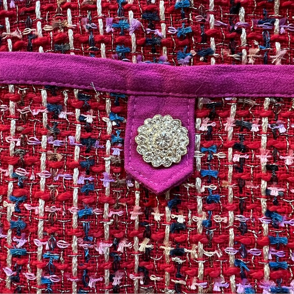 Lover + Friends Nadja Red Pink Tweed Wide Leg Pants - Picture 6 of 9